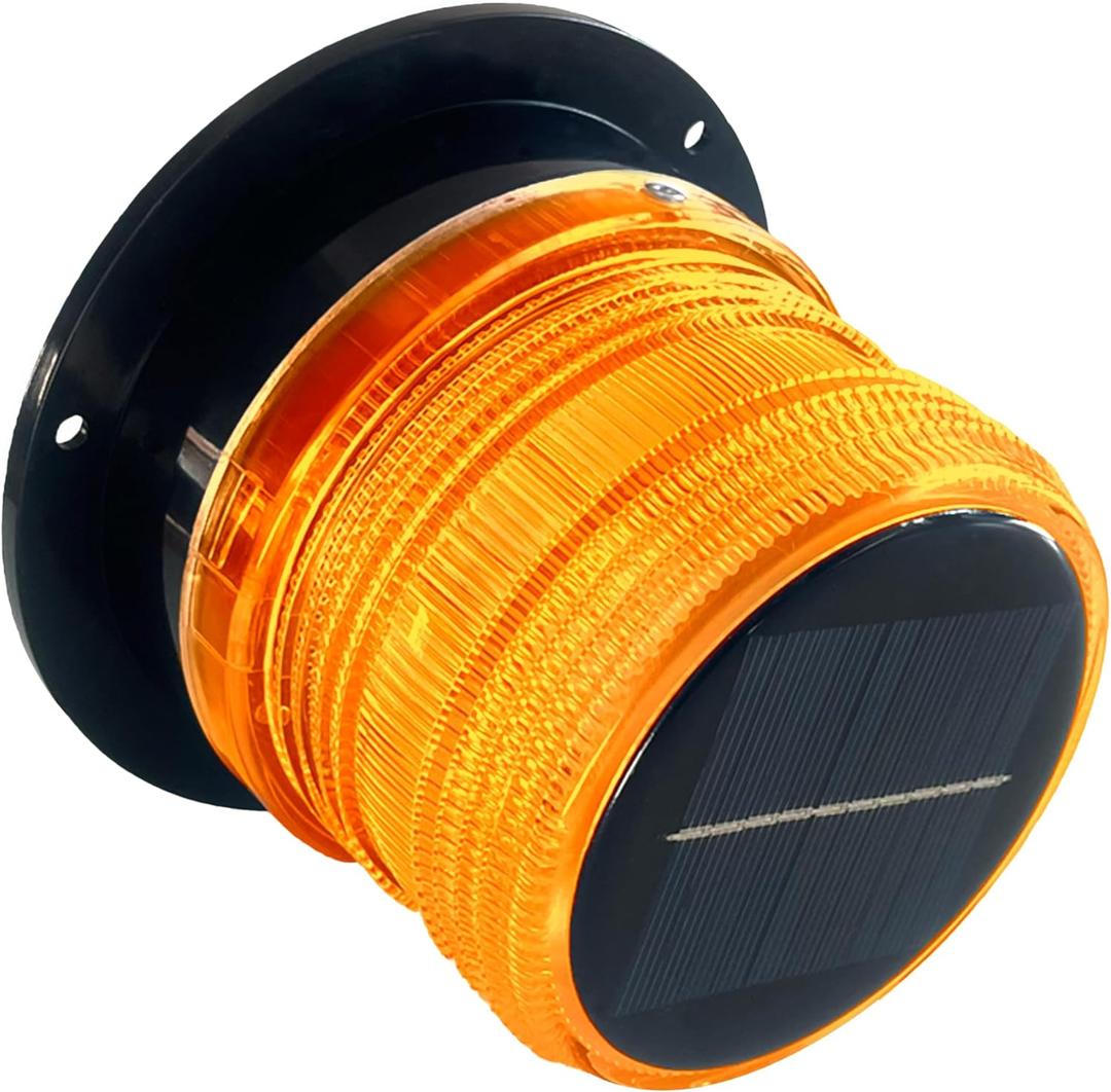 Solar Warning Beacon Light, Yellow Magnetic LED Signal Light with 3 Flashing Modes, IP65 Waterproof, Ideal for Forklifts, Trucks, Roadside Assistance, Boat, Yacht, Hazard Warning Buoys