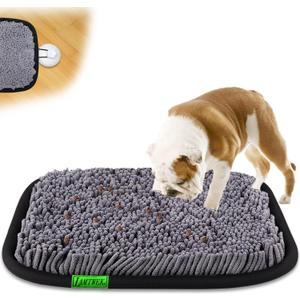 Snuffle Mat for Dogs, 17" x 21" Dog Snuffle Mat Interactive Feed Game for Boredom, Encourages Natural Foraging Skills and Stress Relief, Easy to Fill Machine Washable (Black)
