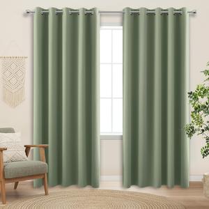 KOUFALL Sage Green Blackout Curtains 72 inches Wide for Bedrdom,Room Darkening Boho Large Window Treatments Extra Wide Curtains for Living Room 70 72x84 in Long 2 Panels Set