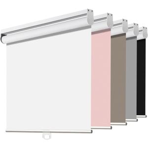 Joydeco White Cordless Roller Shades, Spring Roller Blackout Window Blinds with UV Protection, Room Darkening Window Shades and Door Blinds for Home and Office (28" W x 75" H, White)