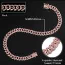 LEIFIDE Dog Chain Collar Diamond Link Puppy Collar 12 mm Wide Dog Necklace Metal Cat Chain Pet Crystal Necklace Jewelry Accessories for Small Medium Large Pet(16 Inch,Rose Gold, Pink)