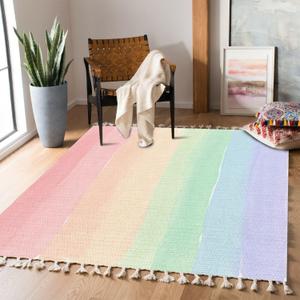 Boho Rug Rainbow Pastels Watercolor Rainbow Watercolor Brush Stroke Stripes Area Rug Carpet Patio Rug Hallway Runner Rug Mat Pad Minimalist Home Decor for Living Room Bedroom Indoor Outdoor (90x150cm, Multi10)