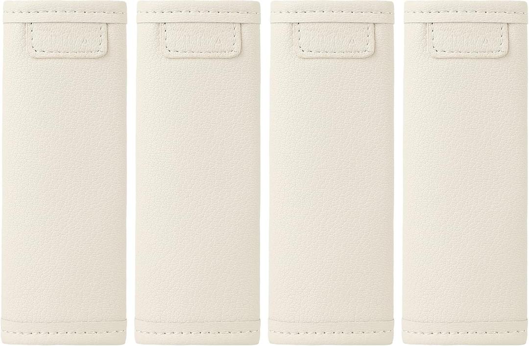 KINIVA Leather Luggage Handle Wrap 4 Pack Set,Luggage Identifiers Tags Markers for Luggage Suitcase,Travel Accessories(white-4pcs)