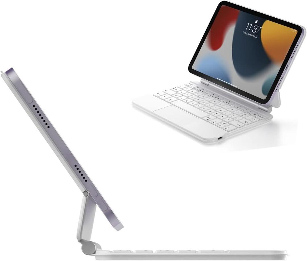 HENGHUI Keyboard for iPad Mini 7 A17 Pro/iPad Mini 6th Generation Magnetic Keyboard Case Floating Cantilever Stand Multi-Touch Trackpad Backlit Keys for iPad Mini 6 (White)