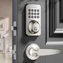 Keyless Entry Door Lock Deadbolt with Handle Set, Keypad Door Lock with Handle Smart Door Locks for Front Door with Set with Easy Installation, Auto Lock, Satin Nickel (Silver)