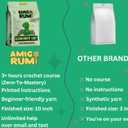 2 x Amigo Rumi Cute Dinosaur Beginners Crochet Kit - Learn How to Crochet Starter Kit - 3+ Hour Video Tutorials & Crocheting Book - Easy to Stitch Yarn - Amigurumi Stuffed Animal for Kids 12+ & Adults (T-Rex + BONUS Crochet Course (Green & Yellow))