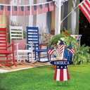 hogardeck 4th of July Decorations Outdoor, 31" Metal Patriotic Hat with Flag Star Rocket Decorative Garden Stakes for Fourth of July Decorations, Memorial Day Yard Signs for Garden Lawn Porch Decor