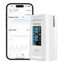 Wellue Bluetooth Pulse Oximeter Fingertip, Blood Oxygen Saturation Monitor with Built-in Memory, OLED Screen, Batteries, Free APP, Carry Bag & Lanyard (White)