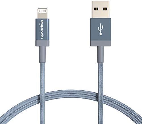 Amazon Basics 1-Pack USB-A to Lightning Charger Cable, Nylon Braided Cord, MFi Certified Charger for Apple iPhone 14 13 12 11 X Xs Pro, Pro Max, Plus, iPad, 3 Foot, Dark Gray