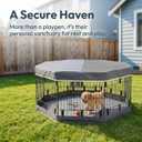 PJYuCien Dog Playpen with Top Cover and Bottom Pad - Metal Foldable Exercise Pen, 8 Panels 24" H x 24" W Indoor Outdoor Pet Fence Puppy Crate Kennel, Gray