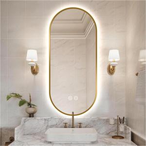 20" W x 32" H Gold Oval LED Bathroom Mirror with Lights