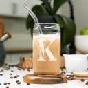 3 x Monogrammed Gifts for Women, Personalized Drinking Glasses Cup 16oz with Lids & Straws- Birthday,Mother's day, Christmas, Special Gifts for Mom, Bestie, Teacher, Sister, Coworker and Bridesmaids (K)