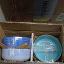vancasso Bonita Blue Dinnerware Sets, Plates and Bowls Set for 4, 12 Pieces Stoneware Dinnerware Set, Dishwasher and Microwave Safe