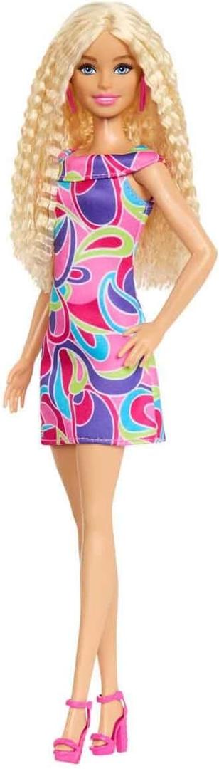 Barbie Fashionistas Doll #223 with Blonde Wavy Hair, Totally Hair-Inspired Dress & Accessories, 65th Anniversary Collectible Toy