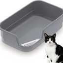 Vealind Extra Large Cat Litter Box High Sided and Low Entry Litter Tray for Senior and Big Cats 23.6" x15.7" x5.9" XL Deep High Back Kitty Litter Boxes for Indoor Cats