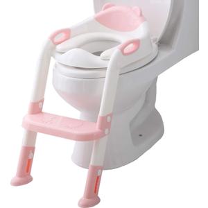 Fedicelly Potty Training Seat Ladder Toddler,Potty Seat Toilet Boys Girls,Adjustable Kids Toilet Training Seat (Pink)