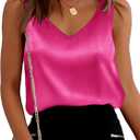 SimpleFun Women's Satin Tank Tops Dressy Casual V Neck Summer Sleeveless Silk Blouse Shirts, 2XL