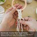 Tioncy 4 Pcs Kitchen Dish Towel Holder Gifts for Mother Boho Handmade Crochet Hanging Towels Loop Ring Knit Towel Hanger for Cabinet House Oven Stove Door, 4 Colors(Gray)