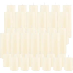 36 Pcs Pillar Candles, Unscented Ivory White Pillar Candles, Smokeless Long Burning Wax Candles for Wedding Centerpieces, Valentines Day, Fireplace, Special Occasion, 2 in by 3, 5.9, 7.8IN