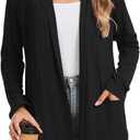 Women's Cardigan Long Sleeve Lightweight with Pockets Business Casual Early Fall Fashion Clothing Cute Tops (X-Large, Black)