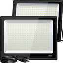 XXBSAZ 200W LED Flood Light Outdoor, High Output Plug-in & Hardwired Commercial Work Light, IP66 Waterproof 6500K Daylight for Parking Areas, Warehouses & Loading Zones (2 Pack)