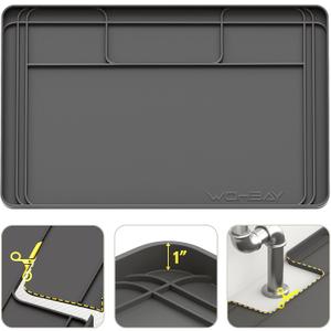 Under Sink Mats for Kitchen Waterproof, 34" X 22" Or Smaller Cut to Fit Under Sink Drip Tray for Kitchen Bathroom Cabinets, Silicone Liner Hold Up to 3.3 Gallons Liquid - Grey (Gray)