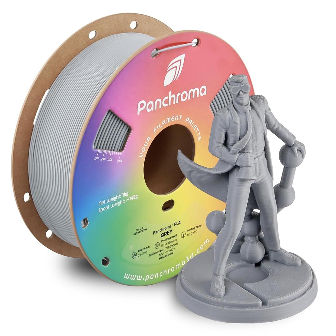 Polymaker Panchroma PLA Grey 3D Printer Filament, 1.75mm, 1kg Spool, Easy to Print, High Speed Printing, Tangle Free, AMS Compatible, Perfect for Toys, Decor, Miniatures, Models & Cosplay