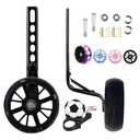 Nakazawa 2 pcs Wider Bike Training Wheels Flash Silent for 12-20 inch Bicycles, Sturdy and Adjustable, Training Wheels For Kids Bike (Black）