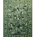 Alma Washable Modern Botanical Floral Green Rug 6x9
