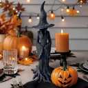 Halloween Witch Statue - 7.28 Inch Hand-Painted Gothic Figurine, Resin Witch Figurine Dark Fantasy Figurines Halloweens Indoor Decorations