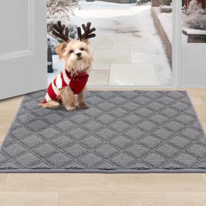 BEQHAUSE Dirt Trapper Door Mat 24" x 36", Non-Slip Washable Doormats Welcome Mat, Dirt Resistant and Absorbent Entrance Mat, Low Profile Floor Mats for Front Back Door, Entryway, Grey