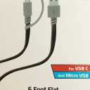 ZGear 6 Foot Flat Sync & Charge Cable For USB C To USB A