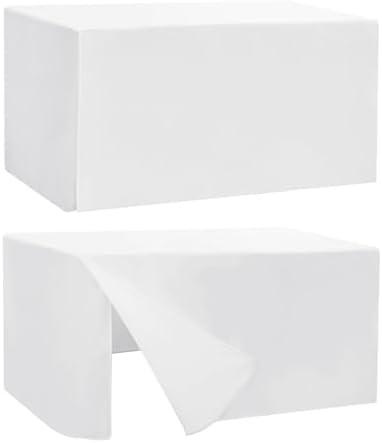 HolidayIdeas Fitted Table Covers for 6 Foot Tables - 72 x 30 Inch - 2 Pack Rectangle Table Clothes Versatile Fabric Table Cover for Folding Table, Parties, Holiday Dinner, Trade Show (White)