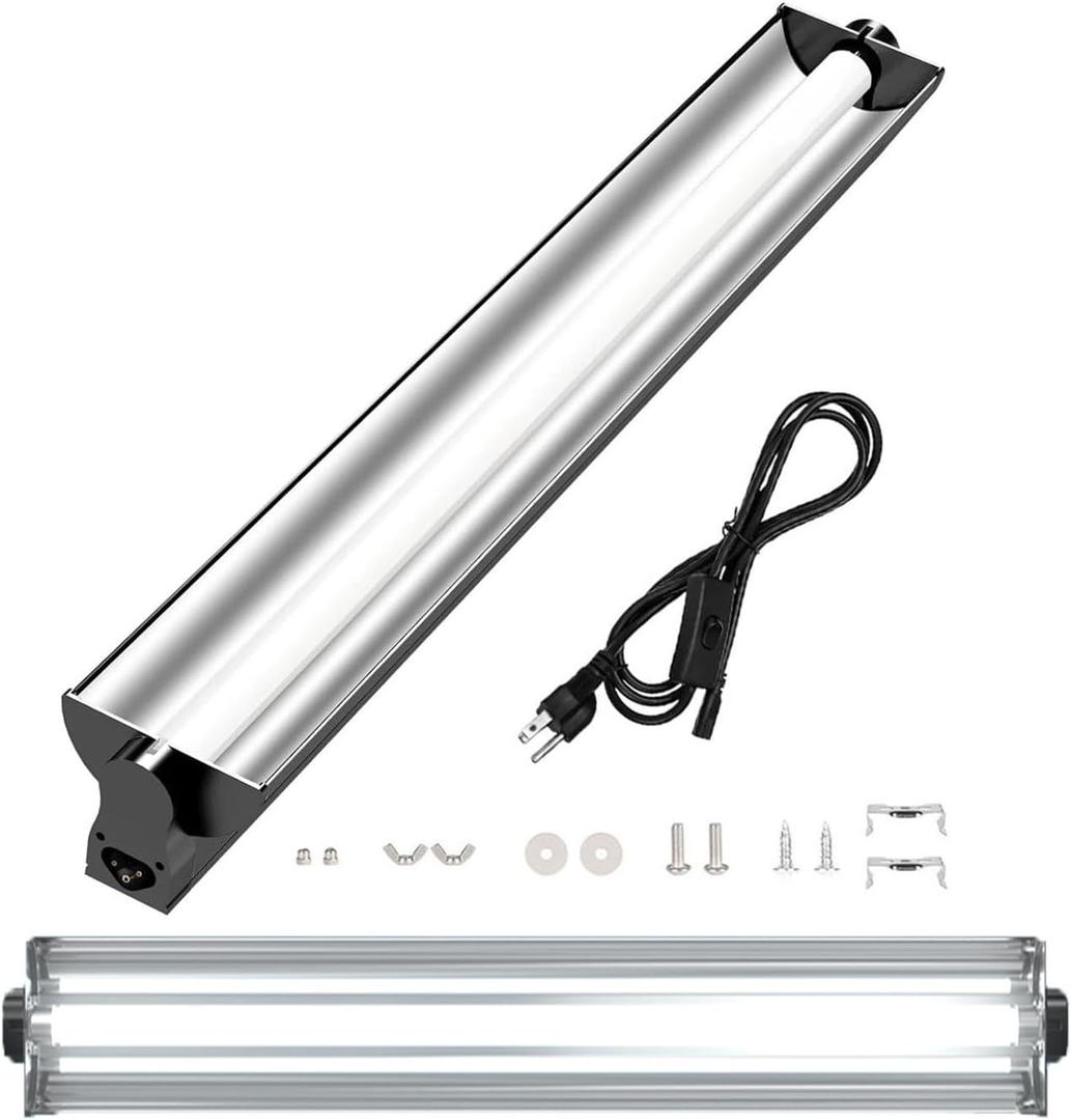 24W T5 UVB Reptile Light Fixture Combo Kit  10.0 UVB Fluorescent Tube for Bearded Dragons, Lizards & Tortoises  UVA UVB Reptile Light, 22" Terrarium Hood (UVB 10.0-Desert, 22INCH-24W)