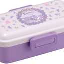 Kuromi Bento Lunch Box (17.92oz)- Cute Lunch Carrier with Secure 4-Point Locking Lid - Authentic Japanese Design - Durable, Microwave and Dishwasher Safe - Floral Wreath