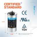 [UL Certified] BlueStars 60+10 uF 60/10 MFD 5% 370V/440 VAC Volts CBB65 Dual Run Circular Start Capacitor Replacement Part by Blue Stars - for AC Motor Run or Fan Start or Condenser Straight