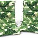 Outdoor High Back Patio Chair Cushions, Tufted Rocking Chair Cushions, Adirondack Cushions for Garden Porch Home Office Chairs Use, 44 x 22 x 4, 2 Pack, Swaying Palms Green