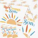 3Pcs Here Comes The Son Baby Shower Decorations Tablecloths Plastic Sunshine Table Covers Disposable Boho Sun Party Table Cloth for Boy, Here Comes The Sun Baby Shower Decorations Supplies