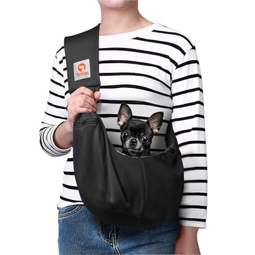 Tomkas Dog Sling Carrier for Small Dogs Puppy Carrier for Small Dogs (Black, for Pets Weight 2-7 lbs)