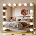Vanity Mirror with Lights 19.7''x16.6'' Makeup Mirror with Lights Lighted Up Mirror with Dimmable LED Bulbs,3 Color Lighting Modes,USB Charging Port Touch Control,Sturdy Metal Frame Design,Gold