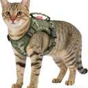 Dog Harness and Leash Set, Small Sized No Pull Pet Harness with Control Handle, Adjustable Tactical Harness for Small Medium Dogs Cats, Reflective Puppy Harness for Walking Hiking Training (L(Neck: 18.1"-22.0", Chest: 14.2"-18.1"), Army Green)