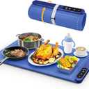 Food Warming Mat, Graphene Heating Warming Mat for Food, Portable Electric Warming Tray for Parties Buffet with 6 Hours Timer Setting, Roll Up Food Warmer Mat (15.4"D x 14.4"W)