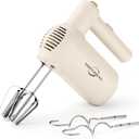 Hand Mixer, 5-Speed Mixer Electric Handheld with Turbo Ultra Power, 4 Stainless Steel Accessories Whipping Egg Cream, Small Hand Mixer for Baking Cake, Gifts for Women Mother (White)