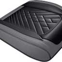 ZIMISI Leather Front Car Seat Covers, Anti-Slip Breathable Bottom Car Seat Protector, Full Wrapping Comfortable Edge Automotive Seat Covers, Fits Cars, Trucks, SUVs, Sedans (Grey/Black)