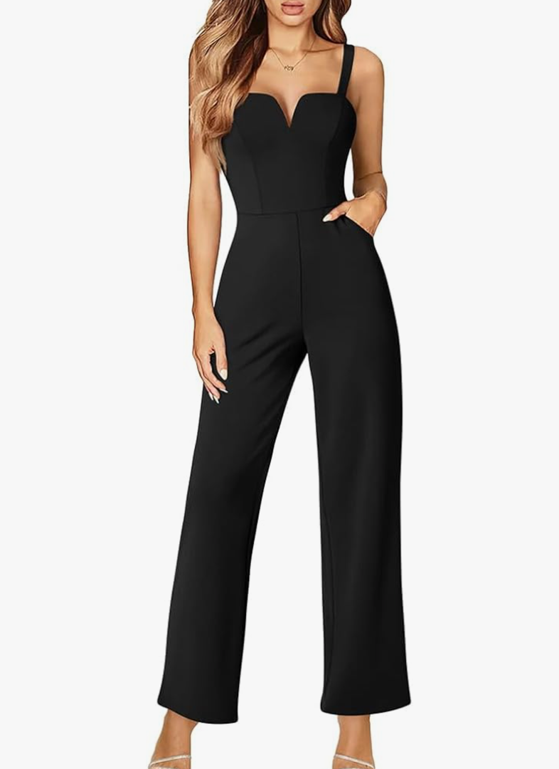 DAAWENXI Women's Casual Tank Top Sleeveless Jumpsuits Dressy Wide Leg Pants Rompers With Pockets Small