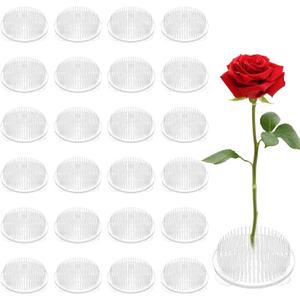 24 Pcs Plastic Flower Frogs for Arrangements Vase, Frog Flower Holder with Pins, Floral Frogs for Arrangements, Transparent Pin Frog for Flowers, for Wedding/Party Decor(2.75" Diameter)