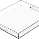 Extra Large Serving Tray with Handles, Acrylic Tray for Food, Drinks, Snacks and Appetizer, Rectangular Trays for Eating, Lucite & Coffee Table Trays, Acrylic Makeup Organizer 16" 20"