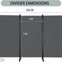 Room Divider 3-Panel Privacy Screen, Portable Screen Steel Frame with Hook&Loop for Home, Office, Classroom, Studio, Meeting (Grey