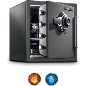 SentrySafe Medium Gray Fireproof Safe and Waterproof Safe Box with Dial Combination, Home Security for Money, Documents, or other Valuables, 1.23 Cubic Feet, SFW123DSB