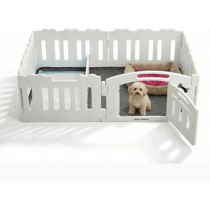 Dog Playpen with Divider & Washable Floor Pad, 6-Panel Indoor Puppy Playpen for Small Dogs & Puppies, 24" Tall Premium HDPE Panels, 61"x30"x24", Tool-Free Setup (White)